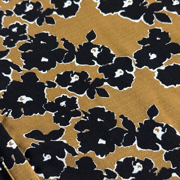 Nine West XL Mustard Brown Floral Long Sleeve Dress - Picture 7 of 11